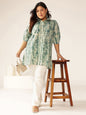 Janasya Dark Cotton Tie & dye Straight Tunic