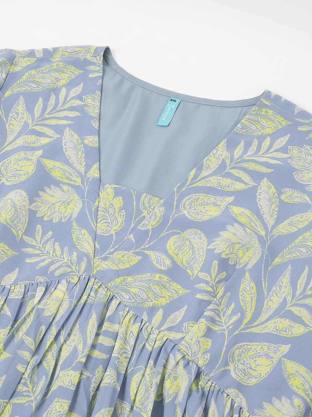 Janasya Bright Georgette Tropical A-Line Tunic