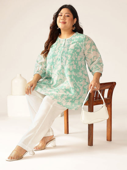 Janasya Light Georgette Floral A-Line Tunic