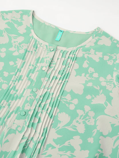 Janasya Light Georgette Floral A-Line Tunic