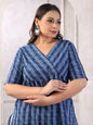 Janasya Dark Cotton Geometric Straight Kurta
