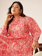 Janasya Bright Cotton Floral A-Line Dress