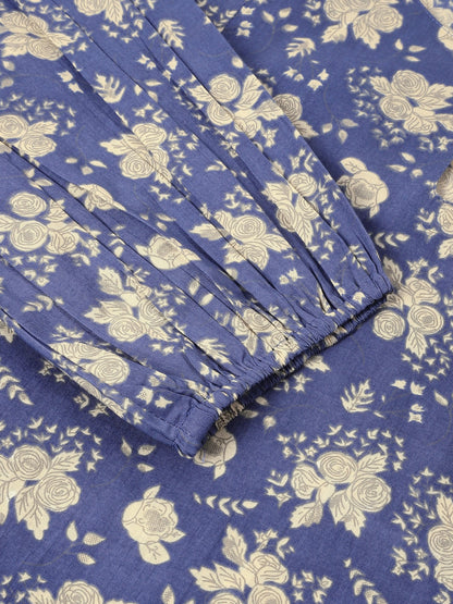 Janasya Bright Cotton Floral Fit & Flare Dress