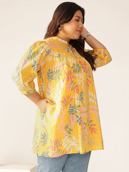 Janasya Light Cotton Tropical A-Line Tunic