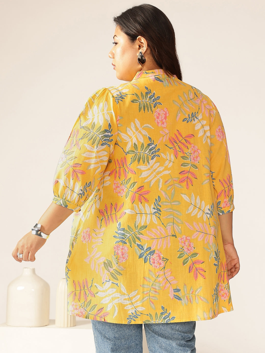 Janasya Light Cotton Tropical A-Line Tunic