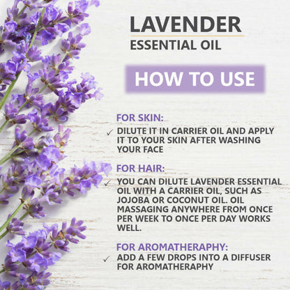 Skiura Nature 100% Natural Lavender Essential Oil For Hair, Skin & Aroma