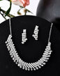 VOJ Silver Plated AD Stone Studded Necklace With Earrings Jewellery Set