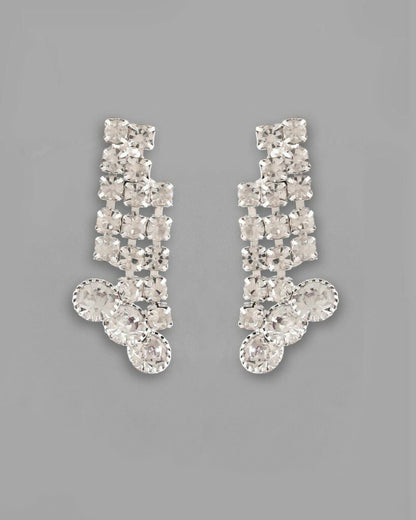 VOJ Silver Plated AD Stone Studded Necklace With Earrings Jewellery Set
