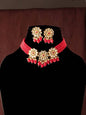Mominos Fashion Johar Kamal Women's Red Beads Pearls Gold-Polished Jewellery Set