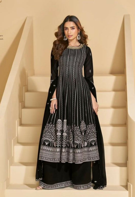 Anaita Black Georgette Stitched Suit with Embroidery & Sequence Work