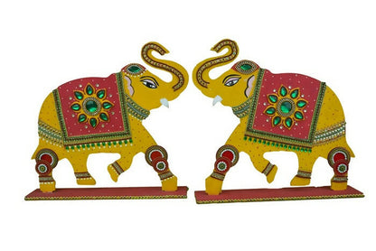 Kundan HandiKrafts Mdf Elephant Back Drop Pair