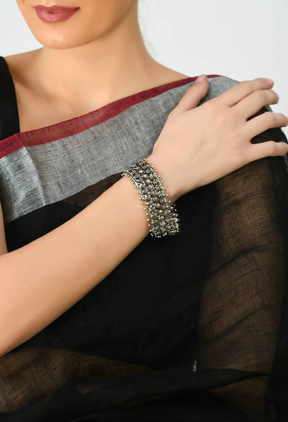 Mominos Fashion Kamal Johar Oxidised Silver-Plated Bracelet - Handcraft