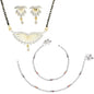 AanyaCentric Gold-Polished Mangalsutra Pendant Earring Set & Silver Plated Anklet