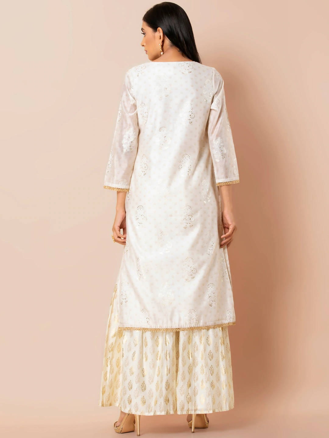 Indya White Embroidered Kurta