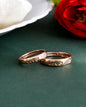 VOJ Stainless Steel Cubic Zirconia Gold-Polished Adjustable Couple Ring Set