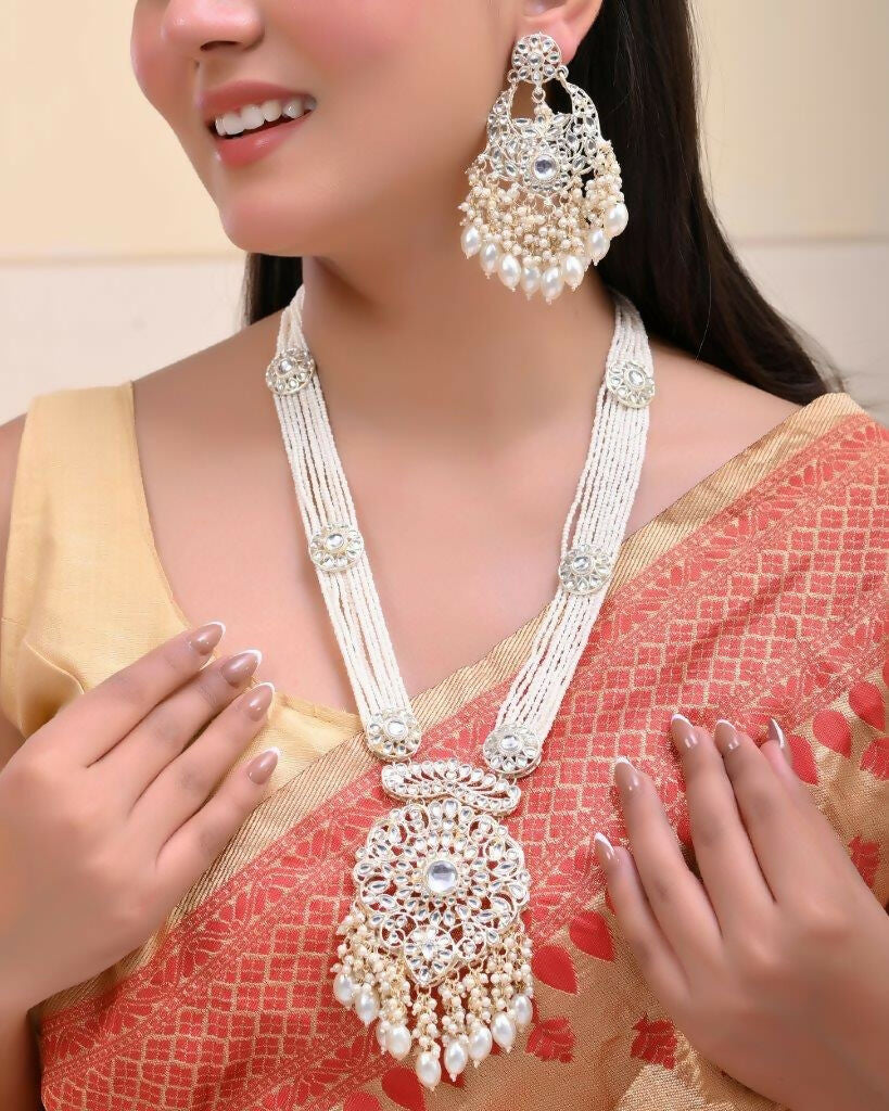 VOJ Gold-Plated Wedding Pearl Jewellery Set