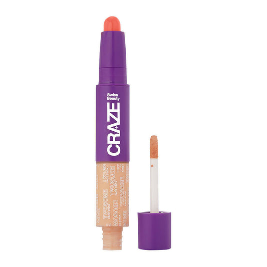 Swiss Beauty Craze Twosome Face Stick 2-In-1 Beauty Wand Concealer and Blush - 3 Medium - Pink