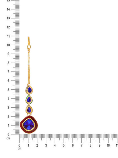 Ruby Raang Blue Meenakari Kundan Maang Tikka