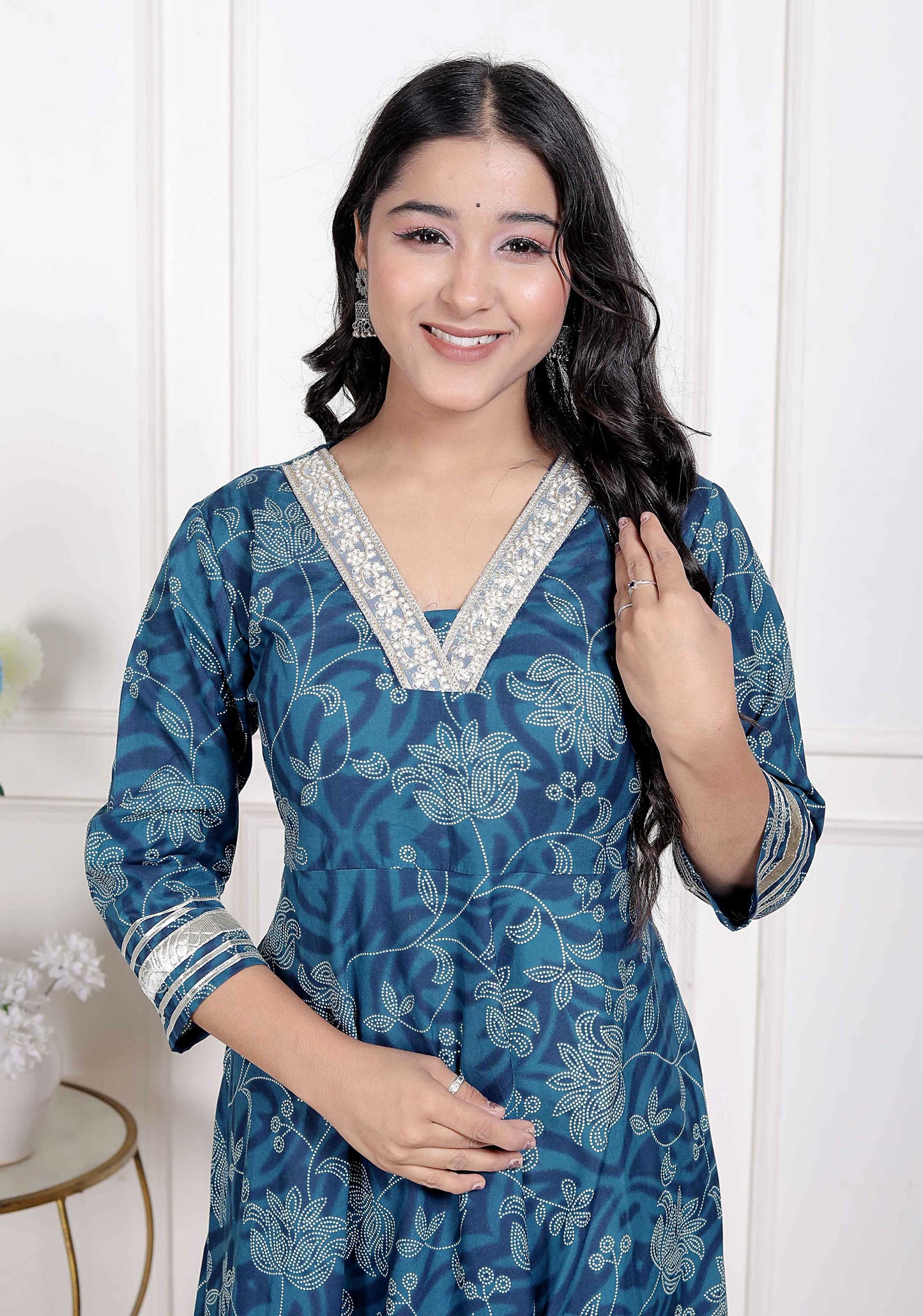 Miravan Women's Jashn Hand Block Printed Ethnic anarkali kurta and dupatta