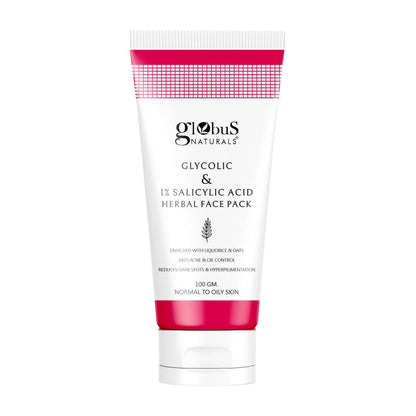 Globus Naturals Anti Acne Glycolic & 1 % Salicylic Acid Face Pack, For Acne Prone & Oily Skin