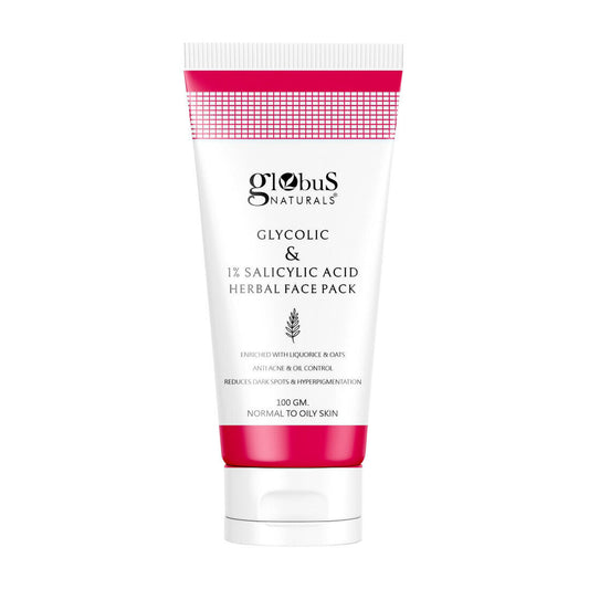 Globus Naturals Anti Acne Glycolic & 1 % Salicylic Acid Face Pack, For Acne Prone & Oily Skin