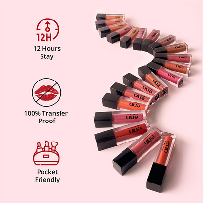 Enn Long-Lasting Liquid Lipstick With Ghee - Full Coverage & Transferproof - Cosmo Pink