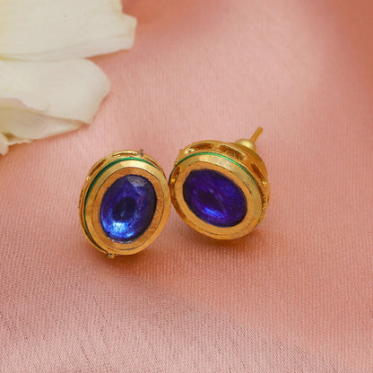 Blue Kundan Studs (Blue) - Ruby Raang