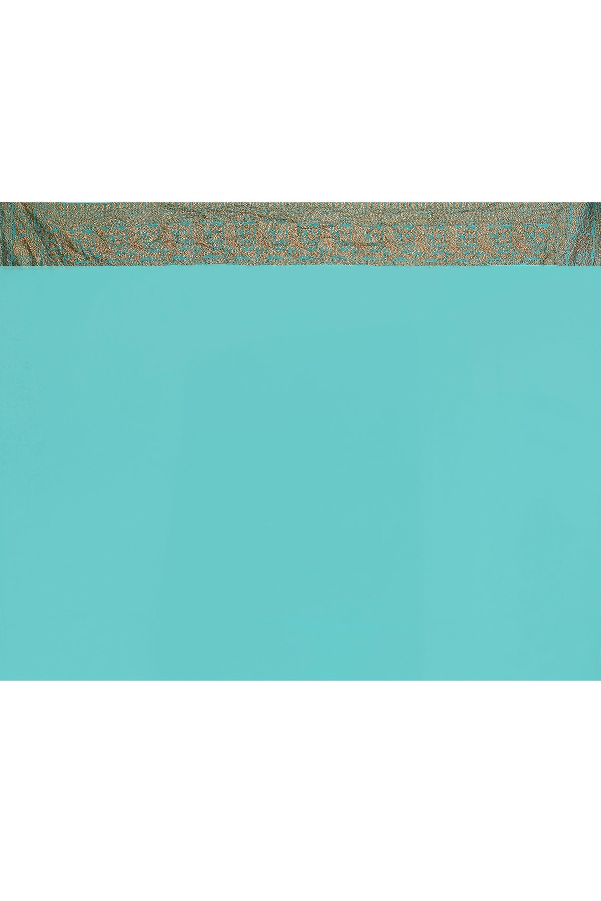 Joban Fashion Sky Blue Crepe Chiffon Pure Handloom Banarasi Silk Saree
