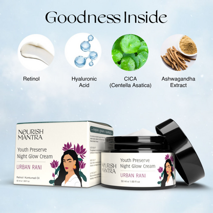 Nourish Mantra Urban Rani Face Night Glow Cream Youth Preserve with Retinol