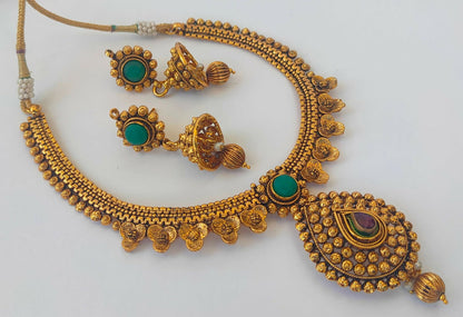 Multicolor Antique Necklace With Earrings