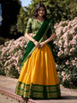 Lorenvalley Yellow Kanchipuram Zari Weaving Work Lehenga Choli with Dupatta