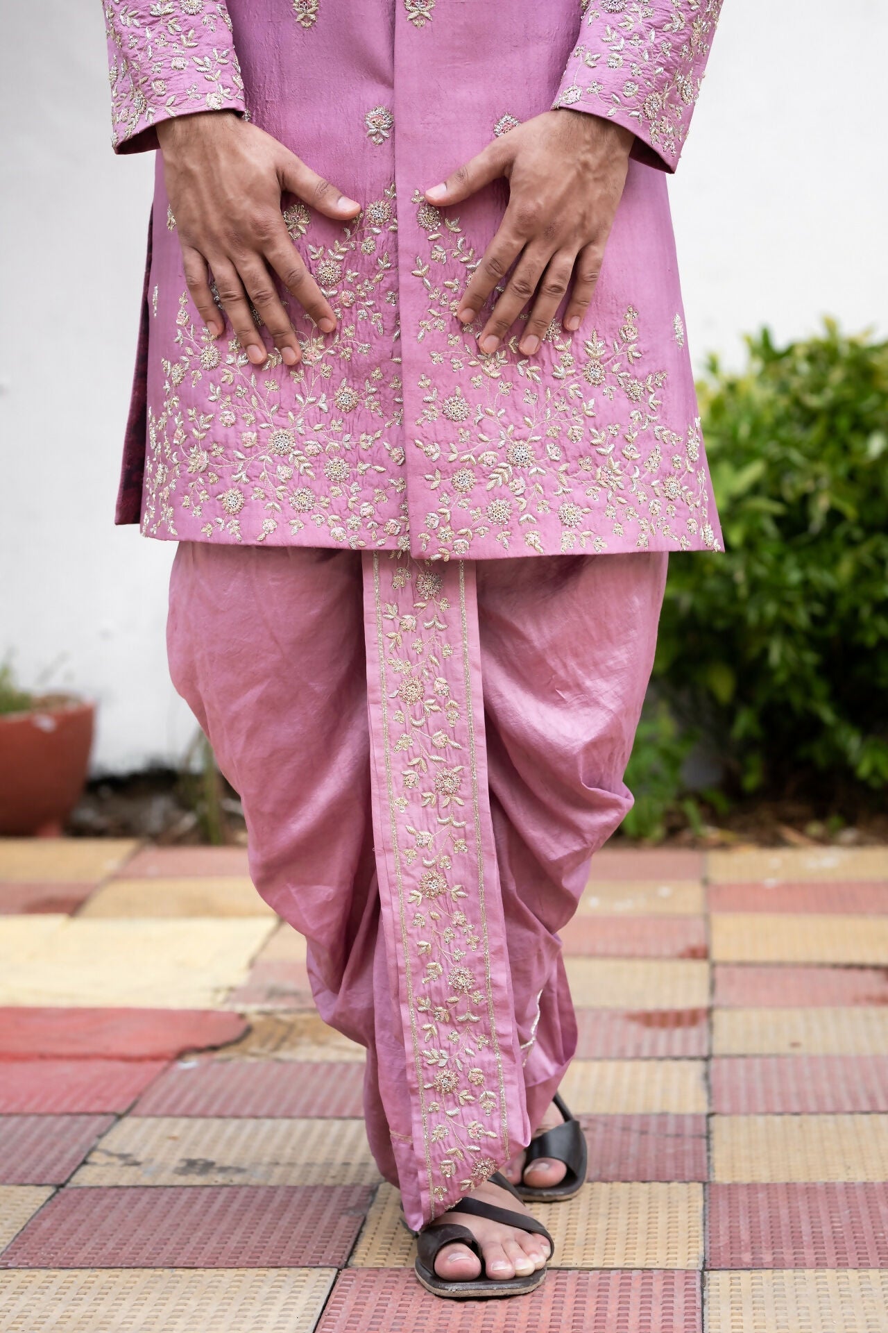 Purple Sherwani Set by Hilo Design
