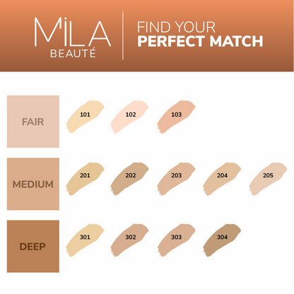 Mila Beaute Longwear Weightless Matte Finish Foundation with SPF 15 - Ivory