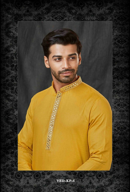 Joban Fashion Musturd Self Jacquard Kurta Pyjama