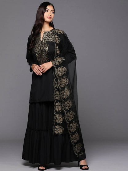 Ahalyaa Women's Traditional wear Kurta Set - Black