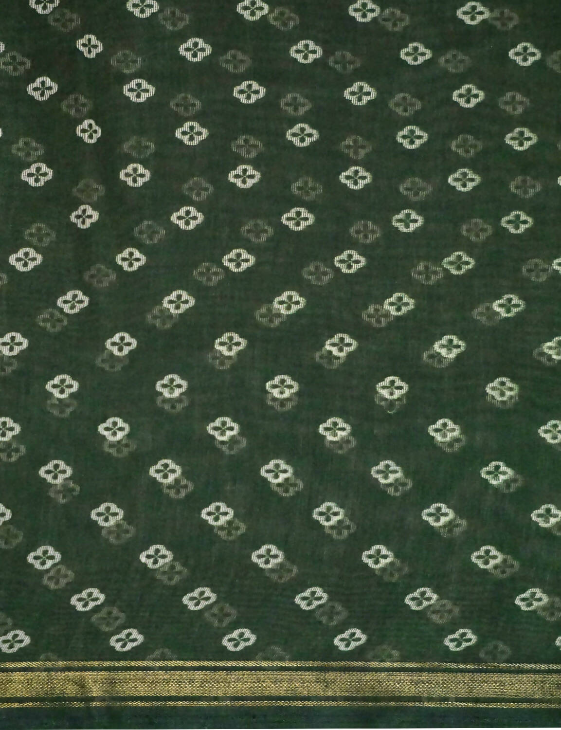 Shades Of Dark Leaf Green Floral Design Semi Chanderi Saree By Gayathri Reddy Designer Studio
