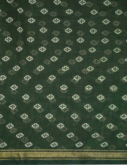 Shades Of Dark Leaf Green Floral Design Semi Chanderi Saree By Gayathri Reddy Designer Studio