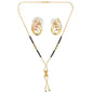 AanyaCentric Gold-Polished Short Mangalsutra Set with Earrings