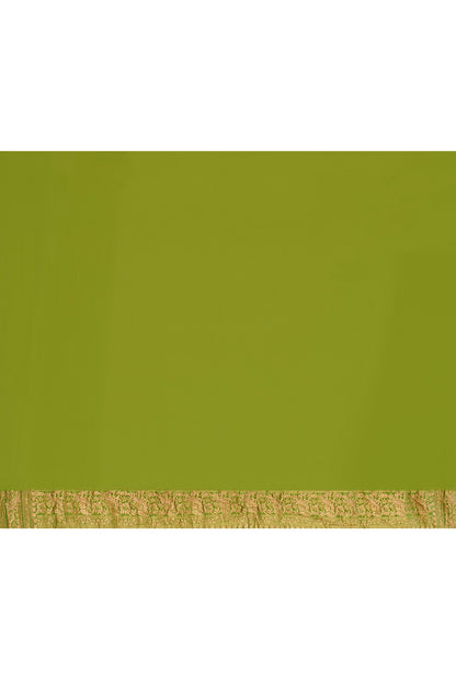 Joban Fashion Purple Crepe Chiffon Pure Handloom Banarasi Silk Saree