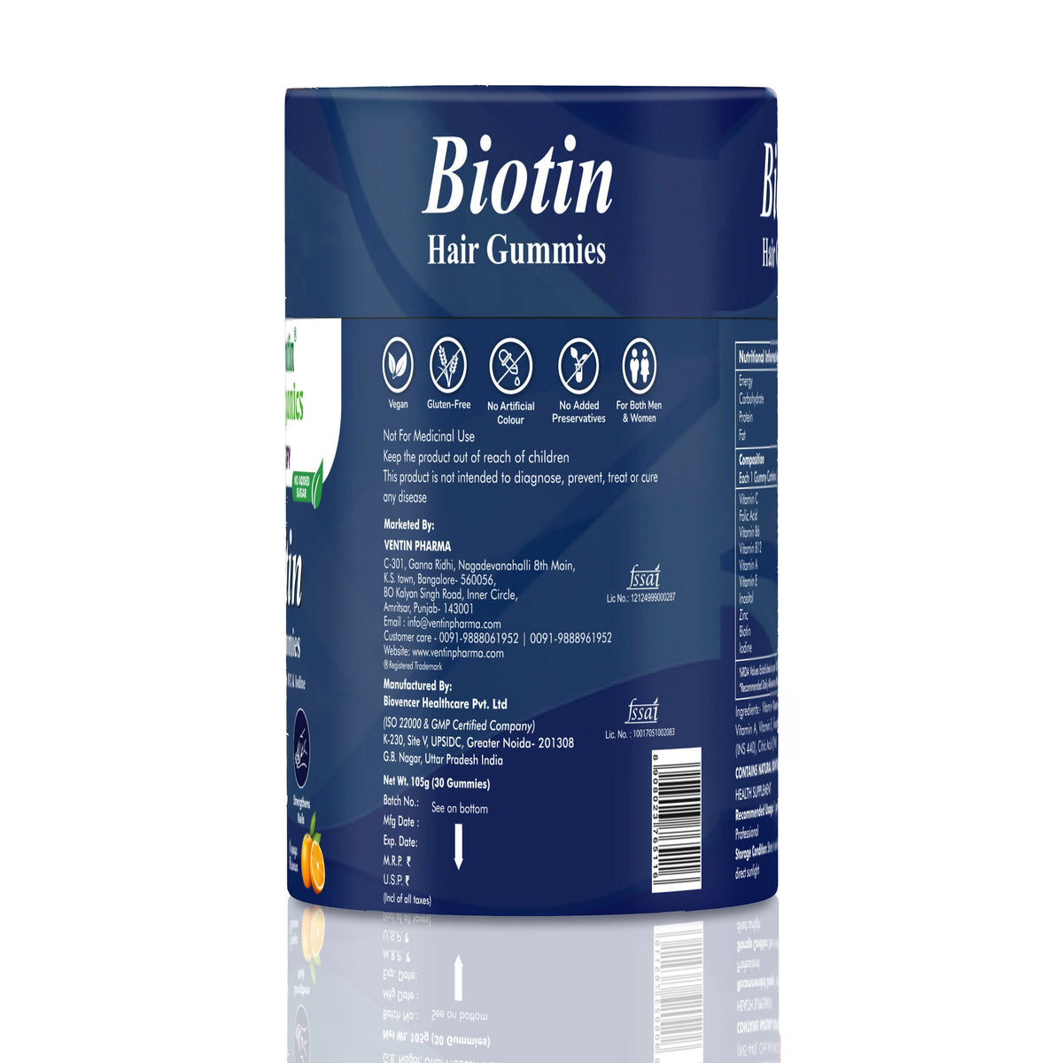 Ventin Organics Glossify Biotin Hair, Skin & Nails Gummies