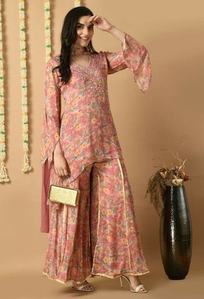 Joban Fashion Rose Gold Chinnon Kurta Set
