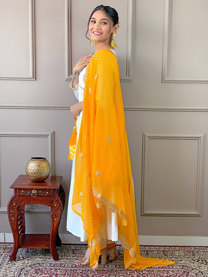The52 Women's Gorgeous Embroidery Chandrei Fabric Straight Kurta, Pant and Dupatta Set