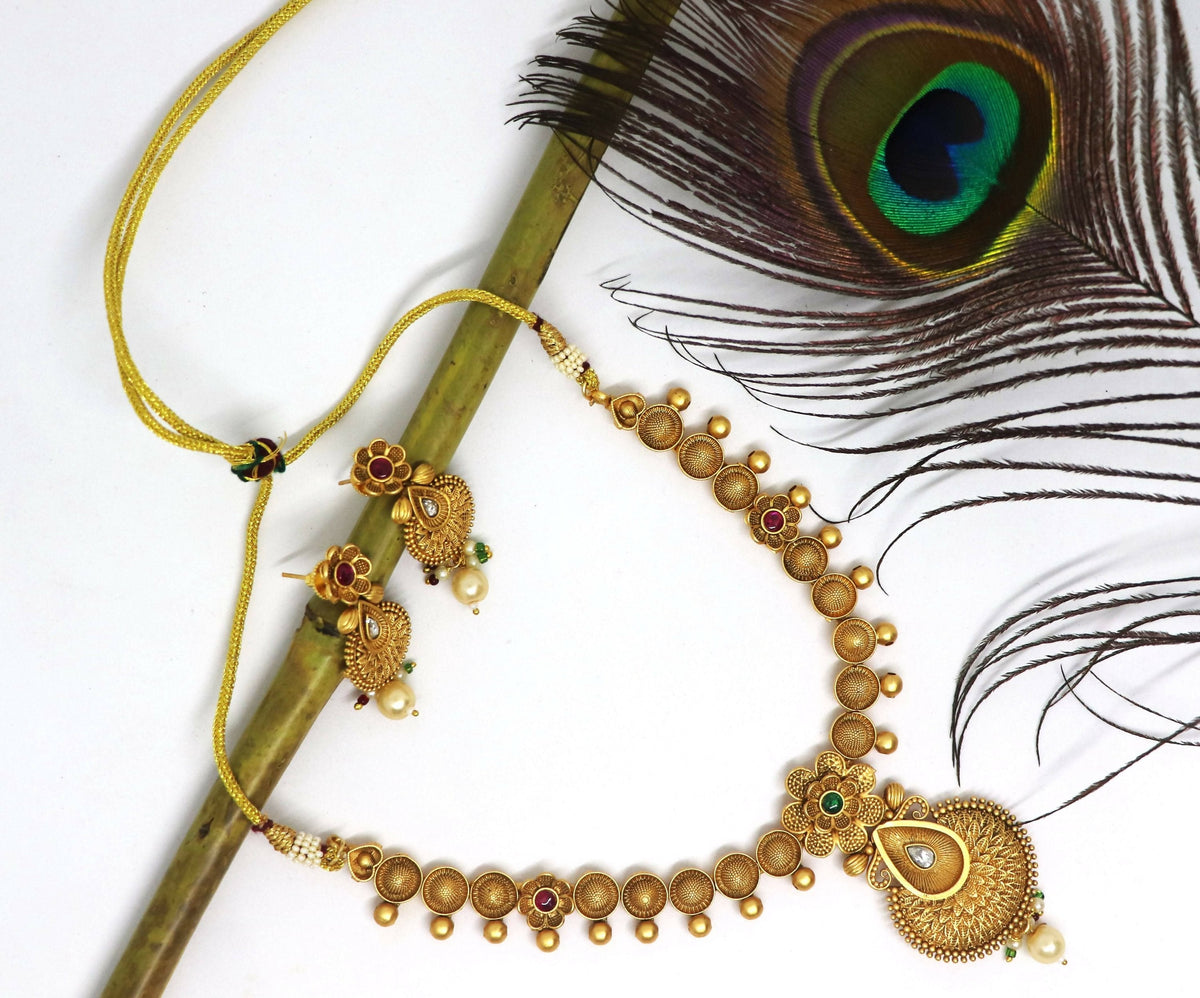 Joban Fashion Gold Pure Brass With Rajwadi Polish Necklace Set