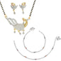 AanyaCentric Gold-Polished Mangalsutra Pendant Earring Set & Silver Plated Anklet