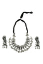 Mominos Fashion Johar Kamal Oxidised Silver-Plated Brass Finish Peacock Choker For Women (Silver)