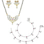 AanyaCentric Gold-Polished Mangalsutra Pendant Earring Set & Silver Plated Anklet