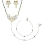 AanyaCentric Gold-Polished Mangalsutra Pendant Earring Set & Silver Plated Anklet