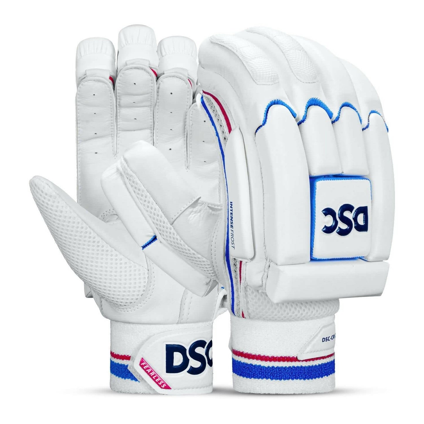 DSC Intense Frost Leather Cricket Batting Gloves for Mens - Right Hand, White, One Size