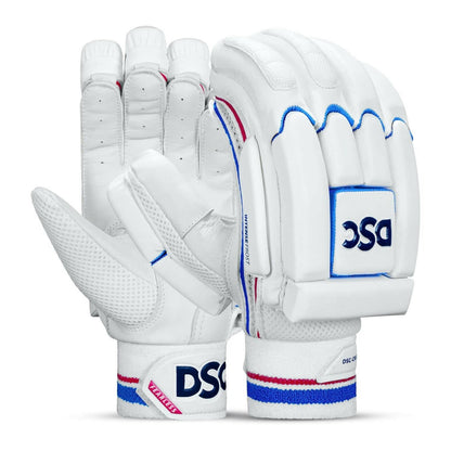 DSC Intense Frost Leather Cricket Batting Gloves for Mens - Right Hand, White, One Size
