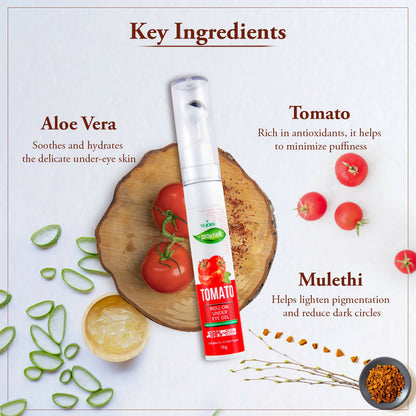 VI-JOHN Prakritik Tomato Under Eye Gel, Reduces Dark Circles, Puffiness,Fine Lines 100% Bioactives
